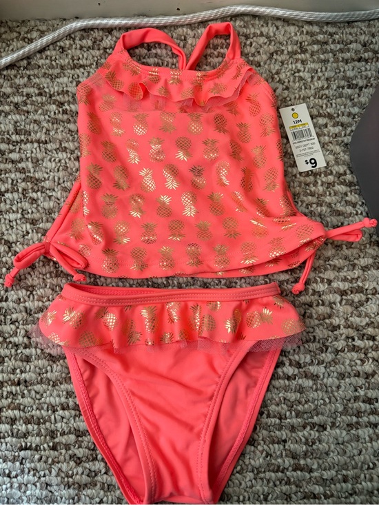 Real Love Other - Coral Pineapple Ruffle Tankini - Kids Swim